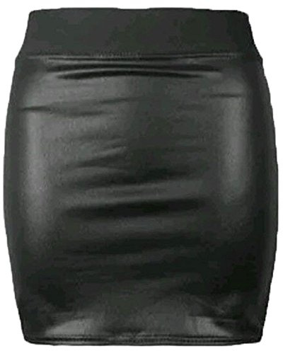 Candid Styles Womens Ladies Wet Look PVC Faux Leather Mini Midi Maxi Peplum Skater Skirts 8-26 16-18 Mini Skirt