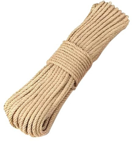 BOELLRUNO 50M 6MM Cuerda de Yute Cuerda Cáñamo Natural Gruesa Cuerda de Sisal 4 Capas para Jardín Boda Sash Camping Mascotas Barcos Hogar Animales Escalada Árbol de Gato
