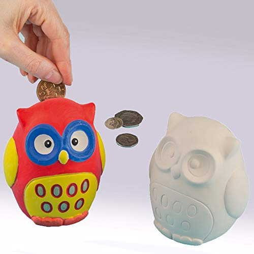 Baker Ross ET1862 Keramik-Spardose in Eulenform, für Kinder zum Anmalen, 2 Stück, Ceramic