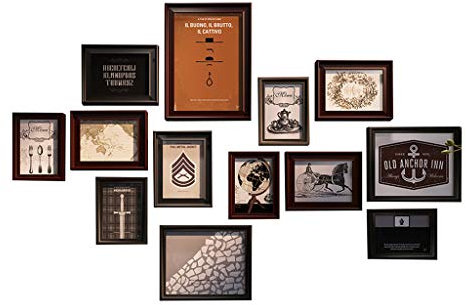 Holz Bilderrahmen Fotorahmen Portraitrahmen Collage Mehrere Fotoset für 11 Fotoset | Braun und Schwarz Bildergalerie Rahmen für Wohnzimmer Treppenhaus Dekor Malerei