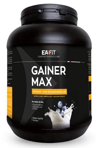 Whey - Prise De Masse Musculaire - Gainer Max - EAFIT - Myrtilles - 1,1 Kg | Prise De Poids Et De Masse Rapide, Whey Protein, Source De Glucides, Vitamines, Protéine Musculation, Proteine