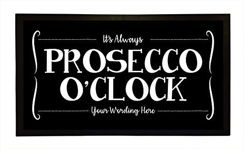 Bang Tidy Clothing Personalised Bar Runner Mat - Novelty Beer Gifts for Home Pubs Bars - Add Your Text - Prosecco O'Clock