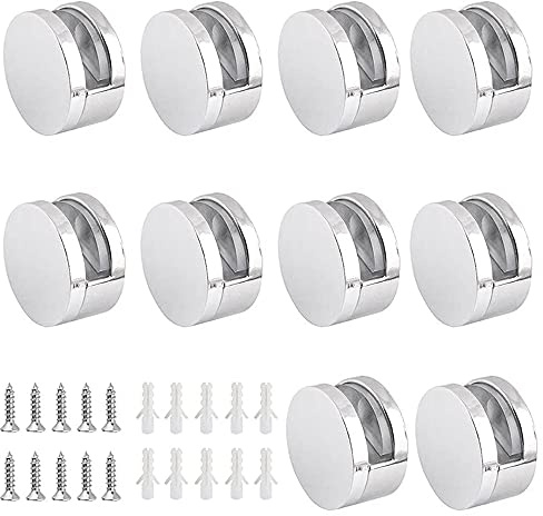 SUNFUA 10 Stück Spiegelclip Acrylglas Klemmbefestigung Mehrzweckrunde Wandhalterung für 4-6MM Glas, Acrylglas oder Spiegel