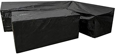 Woodside L Shape Outdoor Garden Corner Sofa & Table Dining Set Cover, Black, 100g/M2, 4
