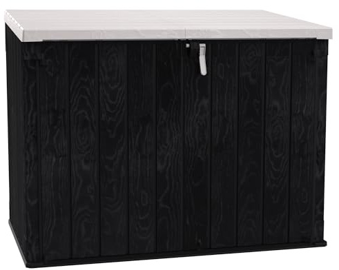 TOOMAX Baule Stora Way Porte-outils d'extérieur en polypropylène recyclé aspect bois (2270 L, Anthracite/gris taupe)