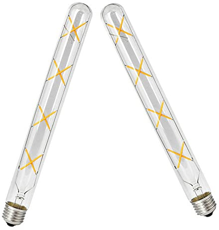 ZYUJIA E27 T30-300mm LED Edison Vintage Glühbirnen 8W(Äquivalente 70W Halogenbirne) 700LM Warmweiß 2700K Nicht Dimmbar E27 Klarglas Retro Tuber,2Packungen