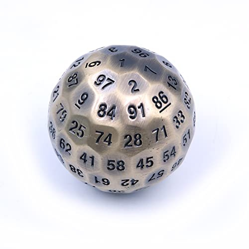 DollaTek Polyhedral i metall 100 sidor 50 mm används för fängelsehålor och drake DND tärningsspel – brons