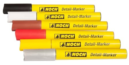 NOCH Detail-Marker, wasserbasierte Acrylfarbe Set, 6 Farben ideal für Modellbau und DIY-Projekte