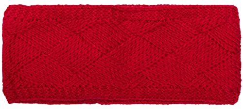 styleBREAKER Damen Strick Stirnband Rauten Fleece, Rot | Elastischer Ohrenwärmer, 24 cm Bundweite ungedehnt, 9,5 cm breit, passend für 48-59 cm Kopfumfang, Thermo-Innenfutter.