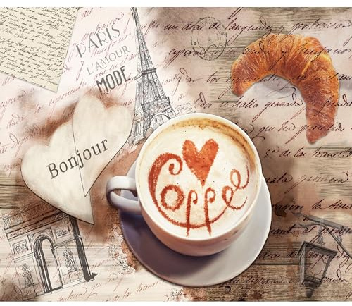 murando - Fototapete Premium-Vlies Küche Kaffee 150x105cm - Foto Tapete Wohnzimmer Moderne Vliestapete XXL Wandtapete Motivtapeten Bildtapete 3d Effekt Wand Dekoration Flur Vintage Paris Holzoptik