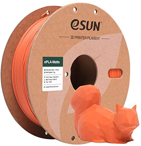 eSUN Aufgerüstet Matte PLA Filament 1.75mm, Matte PLA 3D Drucker Filament, Maßgenauigkeit +/- 0.02mm, 1KG Spule (2.2 LBS) 3D Druck Filament für 3D Drucker, Matte Mandarine Orange