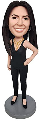 mydedor Custom Bobble-Heads Figurine Customized Doll, Lady in Black Shirt Custom Bobble Head, Bobble Head Figures Handmade Personalisierte Skulptur Geschenk für Frauen Übersetzt mit