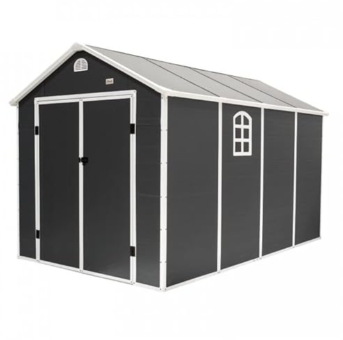 Grindi - Gerätehaus Kunststoff - Gartenhütte - Gartenhaus - Geräteschuppen - Fahrradgarage Gartenaufbewahrung Gartenschrank - 242x368x239 - Bellis III