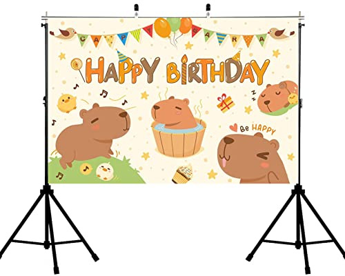 Qmisify Cartel de Feliz cumpleaños para Pared | Gran Fondo de cumpleaños de carpincho Colorido,Fondo de Fiesta de cumpleaños para decoración de Interiores y Exteriores, Fondo de Aniversario Grande