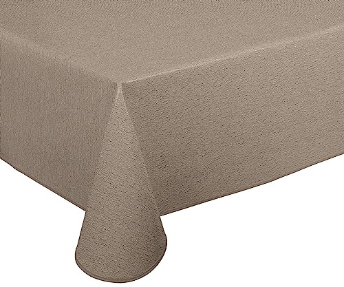 BEAUTEX Wachstuchtischdecke abwaschbar Leinenstruktur Braun Oval 140x190 | Wasserundurchlässig, pflegeleicht, strapazierfähig, für Küche, Esszimmer, Balkon & Garten, ideal zum Basteln mit Kindern
