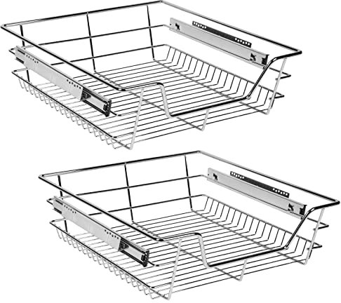 Jopassy Teleskopschublade 50cm Küchenschublade, Schrankauszug,Küchenschrank Auszug Nachrüsten,Küchenschubladen aus Metall Einbauschublade für Spülschrank,Schrank Schubladen Ausziehbar 6Stück