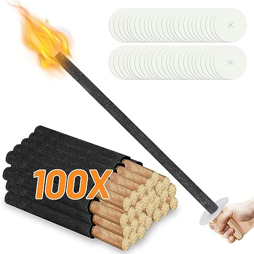 Eulenke Lot de 100 torches en cire - Durée de combustion : 45 min - Pour adultes et enfants - Avec protection des mains - Pour l'extérieur, la nuit, la randonnée, Noël, St Martin, feu de camp