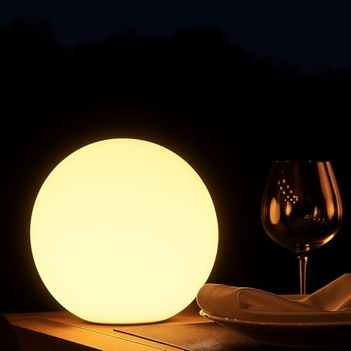IUSEIT 8-Inch 16 Color Changing LED Ball Lamp, IP68 Waterproof Led Glowing Orb Lights with Remote Control and Timer for Pool Garden Yard Home Party Decor