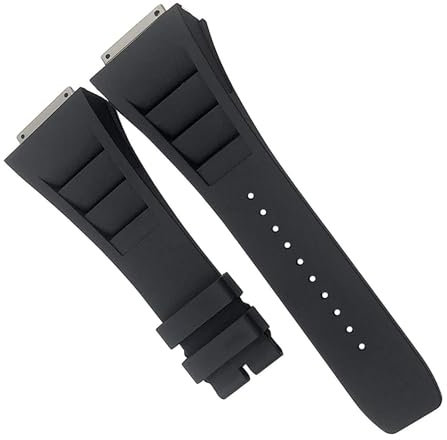 dayeer 19mm Rubber Watchband with Metal Interface For Richard Mille RM035 011 055 030 Watch Strap Replacement accessories (Color : Preto, Size : 19mm)