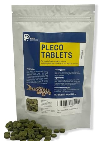 Plecoceramics Pleco Wafers Universal Fish Food for Most Aquarium Fish - Turtle, Goldfish, Catfish, Algae Wafers for Bottom Feeders - Protein Tablets - Pond Fish Food (5.29 oz / 150 gr)