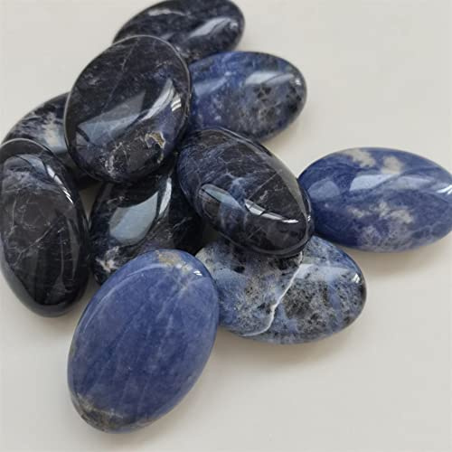 JALYKA 1 Pieza de Piedra de Palma de Cristal Ovalada de Ganga Azul Natural, decoración de Regalo de AuraCrystal, decoración NaturalReiki for el hogar