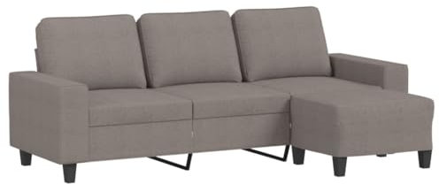vidaXL 3-Sitzer-Sofa mit Hocker Taupe 180 cm Stoff