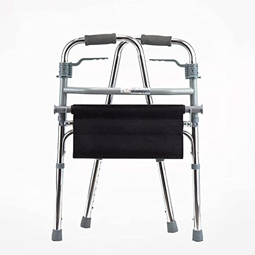 Folding Elderly Walker Lightweight Aluminum Alloy Walking Frame Daily Living Aid with Seat and Folding Handle Transport Chair