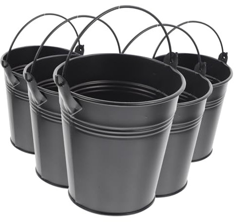 INOOMP 5 Stück Kleine Eisen Blumentöpfe Mit Griff Stabile Metallvasen Für Garten Und Wohnung Schwarz ø 10xh 10cm Dekorativ Rostbeständig Und Vielseitig Einsetzbar