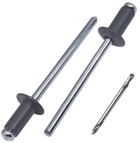 SKIR'CO (400 Stück) Lackierte Blindnieten 4,0 x 10 mm, Aluminium-Blindnieten, DIN 7337, Kuppelkopf, Stahldorn, Popnieten (Anthrazitgrau RAL 7016)