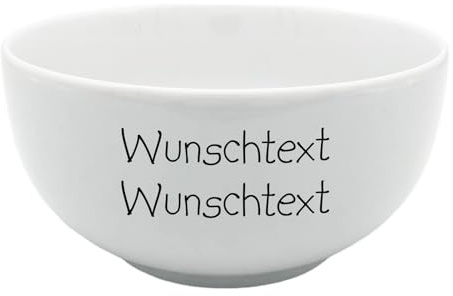 Doriantrade Müslischale Porridge Schale Schüssel mit Text oder Name bedruckt - Geschirr mit Wunschtext Wunschnamen selbst gestalten - individuell personalisiert, zwei Zeilen - hochwertiges Porzellan