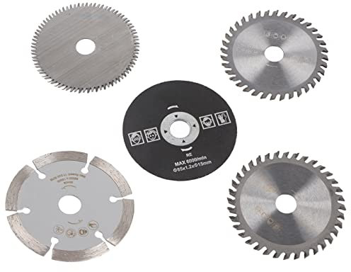 Yechiry 5PCS Carbide Saw Cutting Blades, 85mm Outer Diameter, 15mm Inner Diameter, Circular Saw Blade for Marble Cutting Machines, Electric Hand Saws, Sliding Table Saws