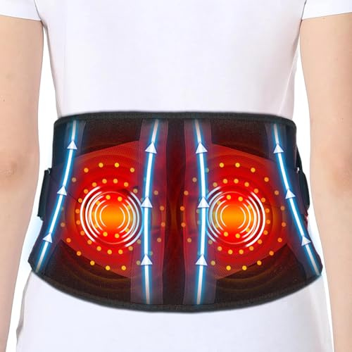 Schnurloses Heizkissen mit Vibration für den Rücken, Massagegerät für den unteren Rücken, für Taille, Rücken, Bauch, Beine, Körper, 5 Heizstufen, 3 einstellbare Modi, Auto-Off, Wiederaufladbare