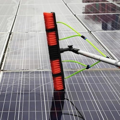 Teleskopstange Fensterreinigung 4-12m Ausziehbar Mit Schlauch Telescopic Pole Waschbürste, Reinigung Für Photovoltaik Sonnenkollektoren, Fenster, Autowaschbürste,50cm Brush Head(10m/32.8FT)