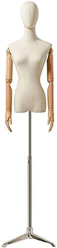 XINYUNFEI Schneiderpuppe Verstellbar Weiblicher Manikin-Halbkörper - Dame-Kleidform-Display Mit Abnehmbarem Kopf, Flexible Arme Und Metallständer(Tripod Base)
