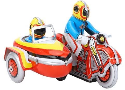 Tbest Motorrad Zum Aufziehen, Uhrwerk, Vintage-Spielzeug, Zum Zurückziehen, Spielzeugautos, Eisen, Retro, Sammlerstück, Dreirädrig, für Desktop-Dekorationen