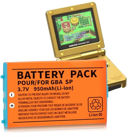 Batteria di ricambio per Gameboy Advance SP (GBA SP), 950 mAh, per Nintendo AGS-001, AGS-003, AGS-101