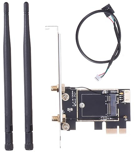 Housoutil Tarjeta WiFi Pcie para Pcie-1x a Ngff Ekey, Latencia Ultrabaja, Juego en Real y Transmisión 4k, Conexión Rápida