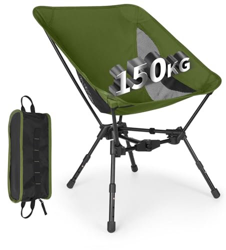 TOPCHANCES Campingstuhl Faltbar,Camping Stuhl Tragbarer Campingstühle 150Kg Faltstuhl Ultraleichter Packmaß Kleiner Klappstuhl mit Seitentaschen&Atmungsaktives Mesh für Picknick,Outdoor,Wandern