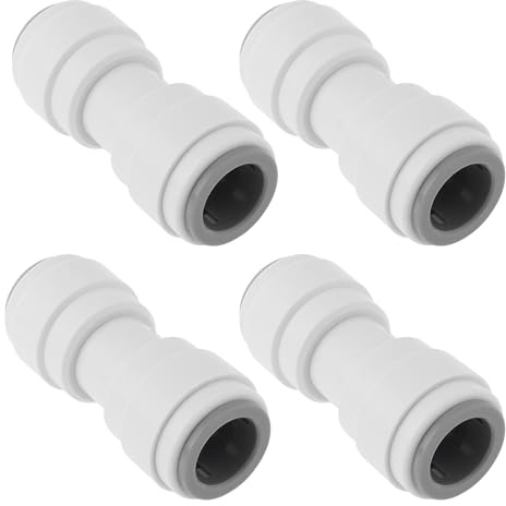 SG Store 4 conectores de agua rectos de 12 mm para conexión de tubería de agua, acoplamiento recto de 12 mm, pieza de peplace PM0412E WS1204 para conexión de tubería de agua, color blanco