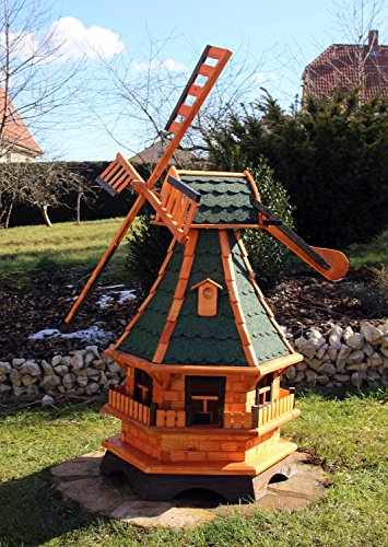 XXL Windmühle 1,30 m aus Holz mit Solar Typ 18.1 (grün)