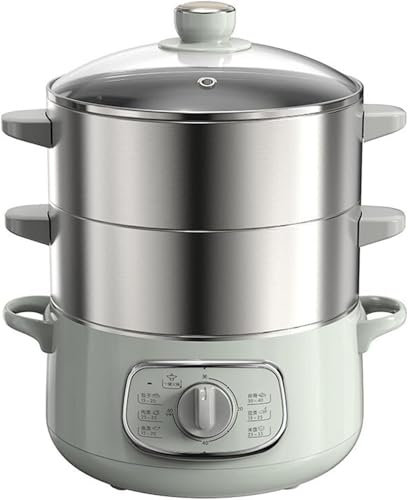 Vaporiera elettrica Multifunzione Vaporiera elettrica a Doppio Strato,Vaporiera Elettrica Doppio Strato Multiuso in Acciaio Inossidabile 10L Adatto per Verdure, Pesce e Carne