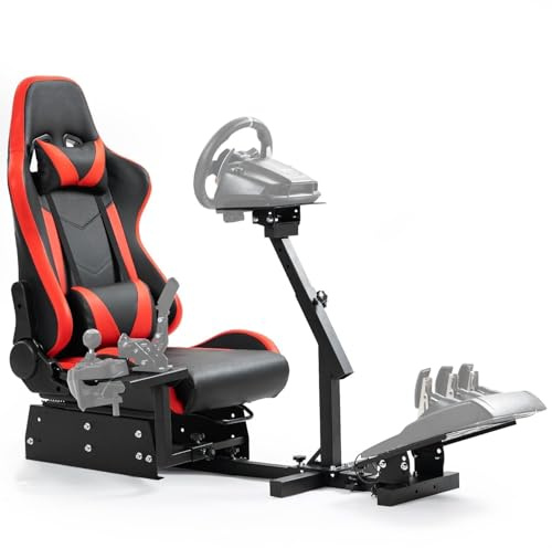 Anman Rennspiel Ständer mit Rot Sitz Passend für Logitech G29 G920, für Thrustmaster, für Fanatec T248 CSL Rennsimulator Cockpit ohne Lenkrad/Pedal/Schalthebel