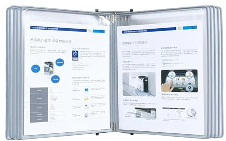 Schreibtisch-Referenzsystem zur Wandmontage, Metall-Klapp-Präsentationsmappe mit 20 Taschen, langlebig und platzsparend für organisierte Dokumentenanzeige