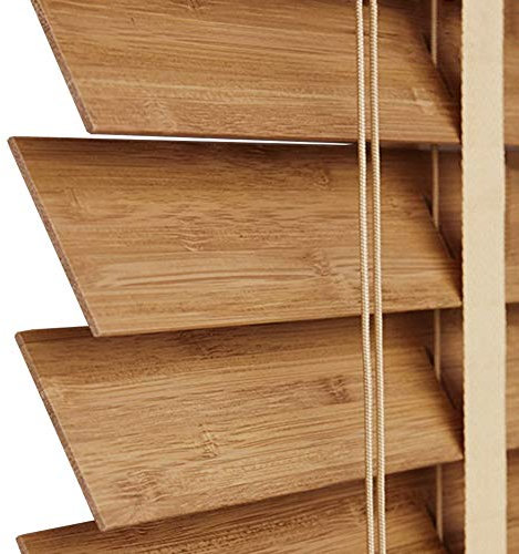 Finestra in Legno per casa/Ufficio, doghe in bambù da 50 mm, Mini veneziane Orizzontali, Larghezza 60 cm/80 cm/100 cm/120 cm/140 cm (Dimensioni: 60x140 cm)