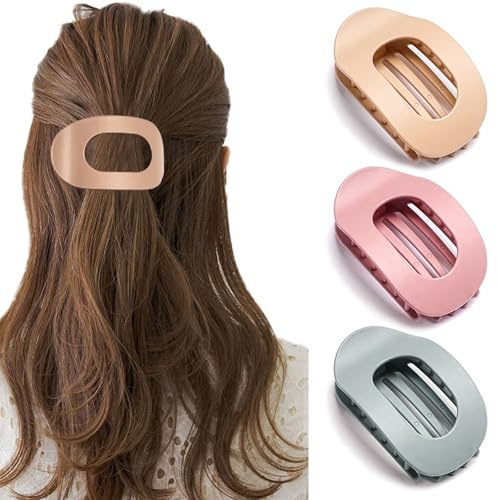 BelleVive 3 Stück flache Haarklammern für dickes Haar, für Frauen, Entenschnabelform, Matt, Groß, Stil 3