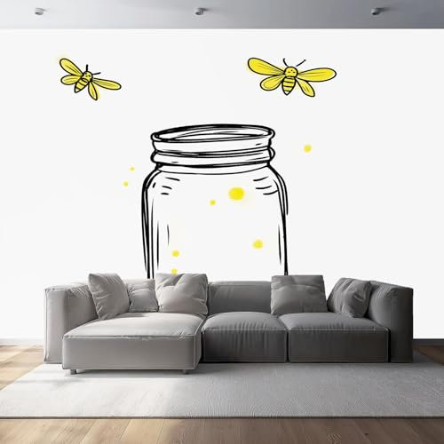 Fototapete Fotografie Cartoon Glühwürmchen Flaschen Vlies Tapete 350 x 256 cm 3D Effekt Wandbild Wandtapete Moderne Wohnzimmer Mural Schlafzimmer Kinderzimmer Wand Küchentapete Wandtapete Farbe