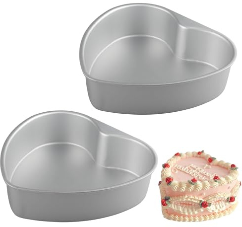 Velicber 2 Pack Heart Shaped Cake Pans, 8 Inch Aluminum Heart Cake Pan, Nonstick Cake Baking Tins, Heat-Resistant Baking Mold for Wedding, Birthday, Party, Valentine's Day