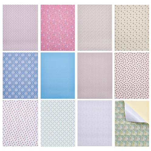 PH PandaHall 12 Blatt Puppenhaus Tapete 12 Stile Miniatur Bodenpapier | Puppenhaus Mini Haus Dekorationsaufkleber DIY Selbstklebende Tapete Für DIY Puppenhaus Hintergrund Basteln Dekoration 21x30cm