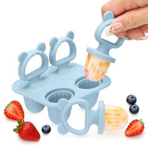 CLDY Mini BPA-Free Silicone Ice Lolly Moulds Kit for Toddlers | Silicone Baby Teether for Teething Relief, Easy Fill Feeder for Breastmilk, Puree Soothing, Chewable Teething Toys for Baby