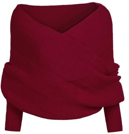 Aniyan Strickschal mit Ärmeln Damen – Schal & Schulter-Poncho 2-in-1, Leicht & Warm, Herbst Winter Schultertuch, Elegante Strick Wraps für Frauen (Weinrot)